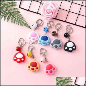 Keychains Fashion Accessories Cute Cat Claw Keychain For Women Kids Soft Rubber Bell Car Pendant Key Ring Gifts 2022 Drop Delivery 2021 Nhrb