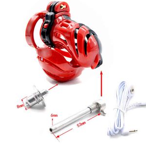 Nxy Cockrings New Trend Electric Shocker Chastity Cage 40 45 50mm Penis Rings Sex Toys for Men Masturbators Urethral Plug Stimulate Massage 220505