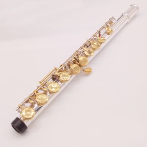 MFC Professional Flute Srebrny Flute Gold Key Instrument Pośrednie student Zakrzywiony headjoint Flety otworów Zamknięcie