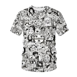 メンズTシャツアニメTシャツ3DプリントメンメンズストリートウェアヘンタイパターンOネックヒップホップTシャツハラジュクカジュアルトップ