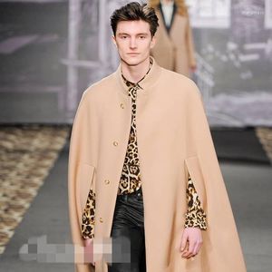 Herr ullblandningar 2022 Autumn Winter Male Fashion Personality Manteau of Cloak Coat Bat ärms ull överrockfodral plus size windbreake