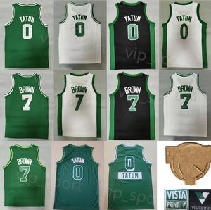 マンファイナルJaylen Brown Jerseys 7 Jayson Tatum Basketball Jersey 0チームGreen White City Reated Uniform Top Quality Sponsor Vistaprint Patch