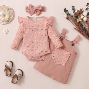 Clothing Sets Ma&Baby 0-18M Born Infant Baby Girl Clothes Set Floral Ruffles Romper Corduroy Dress Overall Outfits Autumn Spring D84Clot