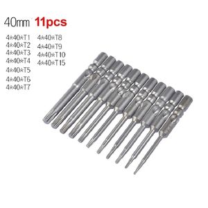 11pcs długość 40 mm 800 elektryczna 4 mm okrągłe trzonka magnetyczna Torx Bits Bits