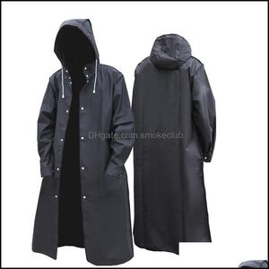 Adt Long Waterproof Rain Coat Women Womens Mens Impermeable Wear Men Eva Black Thicken Hooded Poncho 220217 Drop Delivery 2021 Raincoats Gea