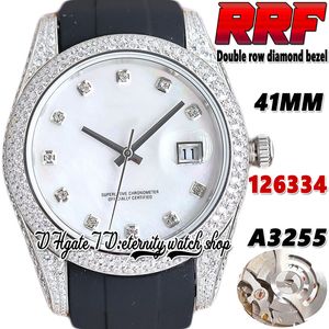 RFF Neueste jh126334 A3255 Automatik-Herrenuhr tw126331 ew126301 Perlmutt-Zifferblatt, Edelstahl, vereist mit Diamanten, Kautschukarmband, Ewigkeits-Schmuckuhren