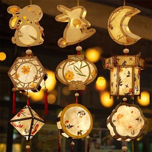 Diy Çin Fener Retro Kağıt Lamba Dekorasyonu Çiçeği Çiçek Parlayan S Festival Partisi Dekor Lampion 220531