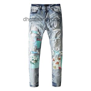 Луги -дизайнер Amirs Amirs Jean Mens Pant High End Evely European и American High Street Jeans Мужские растяжки.