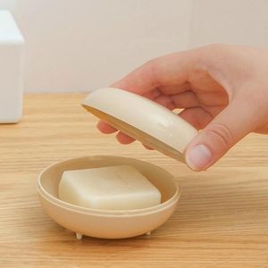 Soap Boxs With Cover Business Trip Portable Sealed Soaps Dishes Plain Color Creative Round Soap Box