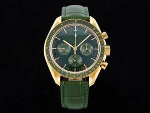 Omega Yellow 42mm Men's Mechanical Watch Gold Dial Face Dark Green Self-winding Super Quality Movement Deep Water Resistant Moon Watch