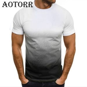 Summer Men T-shirts Short Sleeve Gradient Patchwork T Shirt Mens Casual O-Neck Tshirt Elastic Fitness Tops Male Fashion Clothing CX220421