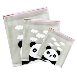 Presentförpackning 100 st/mycket söt panda tecknad kexpåse plast godis cookie mat tårta väskor låda förpackning bröllop festdekor