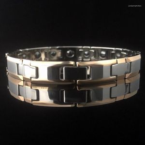 Magnetiskt armband för menvinnor Tungsten Stål Artrit Smärtlindring och karpaltunnel Justerbar längd Pararmband Gift Link Chain