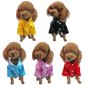 Pet Dog Raincoat PU Reflective Waterproof Clothes Hooded Jumpsuit Rainwear for Small Medium Dogs Teddy Chihuahua Pet Supplies
