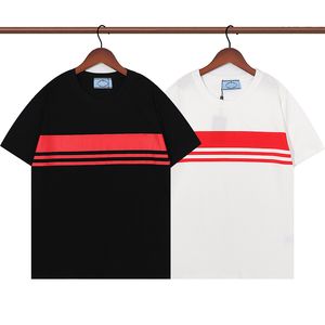 2022 Erkek Tişört Yaz Yeni Kırmızı Çizgili Mektup Kısa Kollu Tasarımcı Moda High Street Casual Polo Gömlek S-XXL