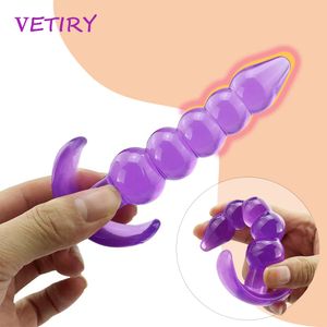 Vetiry Anal Beads Jelly Plug Butt G-Spot простата массажер силикон взрослые сексуальные игрушки для женщины мужчины гей-эротические продукты