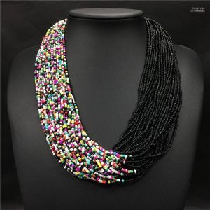 Chokers Fashion Bohemian Boho Acrylic Beads Necklace Women Long Multi Layer Statement Strand Layered Jewelry Collier Femme Sidn22