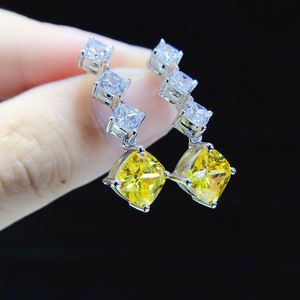 Stud Solid k White Gold CT Piece Yellow Cushion Diamond Engagement Earring Women Party Invitation Jewelrystud