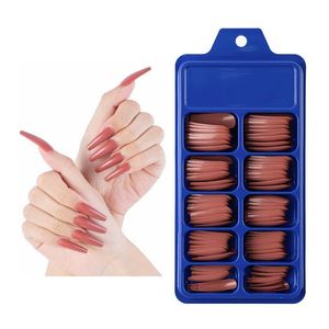 Fabrikspris Lång kista Tryck på Nails 40 Färger Full Cover Acrylic Nail Tips Ballerina Fake Nails Nail Art Tools