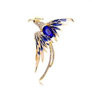 Kryształowe broszki ptaków Phoenix dla kobiet 5-kolor Emali Flying Beauty Ptak Party Office BroOch Pins GC1475