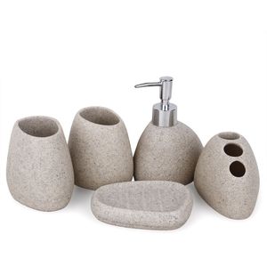 Harts badrumstillbehör Emulsionflaska Höggrad Wash Gurgle Cup Tandborste kostym Banyo Aksuarlari Soap Dish Washing Set Y200407