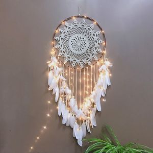 big dream catcher hanging/light decoration nordic home girls room/nursery/kids decor dreamcatcher children room 5 220512