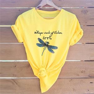 Kvinnors t-shirt s-5xl plus size Dragonfly tryck t-shirt 100%bomull tshirt kvinnor o nack kort ärm tees sommartröjor mode phyl22