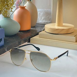 Shiny yellow gold metal frame Sunglasses Womens Mens Luxury fashion oval Sunglass Flat Metal glasses 1220 uv protection lenses engraved Lens with print real Shades