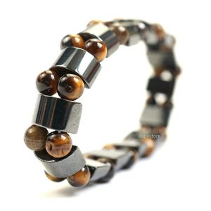 Black Hematite Stone Tiger Eye Beads Stretch Bracelets Male Round Beads Charms Bracelet & Bangle Mens Jewelry