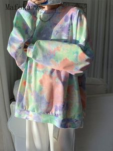 メンズフーディーズスウェットシャツMafokuwz Retro Tie-Dye O-Neck Longleeved TシャツドーンカラースウェットハートメンズトレンディなニッチデザイナーHigh-En