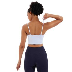 Sutiã sem mangas feminino Yoga Sling L-62 Almofada de cor sólida Camis Corrida Fitness Treino ao ar livre Casual Moda Roupas de ginástica Roupas íntimas