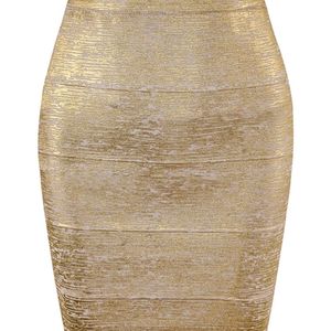 Partihandel Kvinnor Sommar Skirt Sexig Svart Silver Guld Bandage High Street Designer Skinny Party Mini Pencil S 45cm 220317