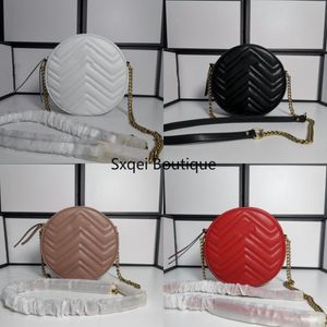 2022 Bolsas de mensagens de luxo para mulheres bolsas femininas Designers de luxo Bolsa de couro genuína com cartas Mulher Round Shape ombro Crossbody Bolsa