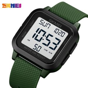 Skmei relógio esportivo ao ar livre masculino despertador crono 5bar relógios militares à prova d'água display led choque relógio digital reloj hombre 220623