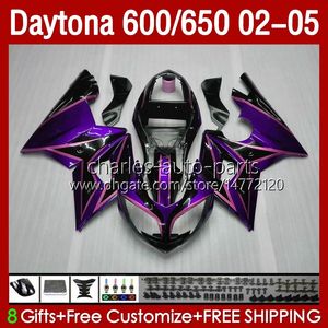 Bodywork Kit för Daytona 650 600 CC 2002 2003 2004 2005 Body 132No.105 Purple Blk Cowling Daytona650 02-05 Daytona600 Daytona 600 02 03 04 05 ABS Motorcykel Fairing