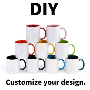 Tasse Mit Bild großhandel-Tassen DIY Custom Keramic Becher Farbe im Inneren und Handlungsbecher Druck po Bild Logo Text Bild kreative personalisierte Geschenke