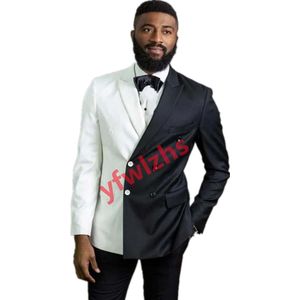 Bella giacca bicolore Abiti da uomo Smoking dello sposo in velluto Groomsmen Wedding Prom Man Blazer (giacca + pantaloni + cravatta) Y526