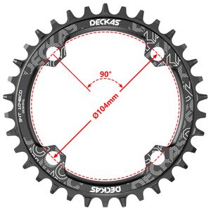 Deckas 104BCD 둥근 좁은 넓은 체인 링 MTB 산악 자전거 자전거 104BCD 32T 34T 36T 38T 크랭크 세트 치아 플레이트 부품 104 BCD