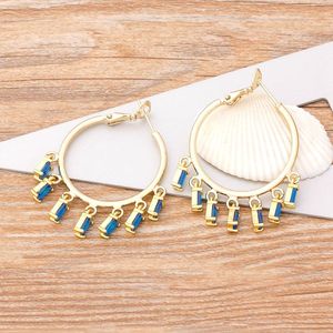 Dangle & Chandelier Simple Plain Blue/Black/Red Colors Hoop Earrings Fashion Big Circle Statement Jewelry For Women Party Wedding GiftDangle