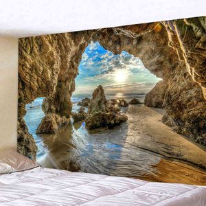 Tapestry Ocean Wall Hanging Cave Landscape Carpet Forest Beach Wave Home Decora
