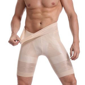 Pantaloncini a compressione per body shaper da uomo Shapewear snellente Pantaloni a vita alta Controllo del ventre Allenatore in vita Cintura modellante Intimo maschile