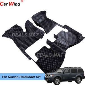 100% Fit Leather Auto Car tapetes com bolsos tapetes de carpete para Nissan Pathfinder R51 2005 2006 2007 2008 2012 Acessórios H220415