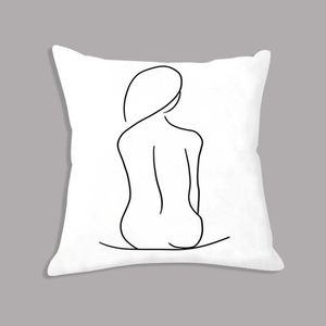 Kudde/dekorativ kudde abstrakt linje flicka kropp hand minimalistisk målning vit kudde kast dekorativ plysch soffa dekorcushion/dekorativ