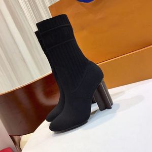 Высококачественные роскошные дизайнерские сапоги осень зима Louisity High Heel Boots Ladies Fashion Letter Sock Boots Удобная подкладка Viutonity GSADFF