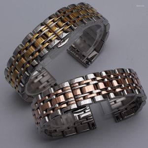 Uhrenarmbänder Band Armband Silber mit Gold / Roségold Uhrenarmbänder Zubehör für Herren Damen Armbanduhren 14 16 18 20 22 23 mm Hele22