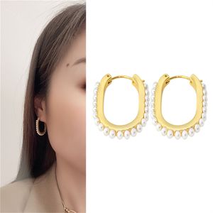 Projektantki Kolczyki dla kobiet Lady New Fashion Stud Love Pearl Golden Oval Exquipite w kształcie litery U luksusowy kolczyk damski biżuteria