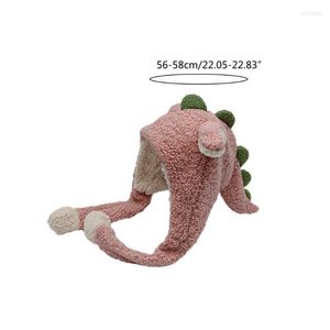 Beanie/Skull Caps M89e Kawaii Moverble Ear Hat 2 i 1 Multifunktionell dinosaurie Super Soft Hoodies Scarf Combo Women Girl Windsecture Pros22