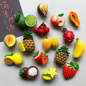 クリエイティブ3Dフレッシュフルーツ冷蔵庫マグネティックステッカー磁気フードルーム装飾パイナップルレモンチェリー冷蔵庫マグネットギフト