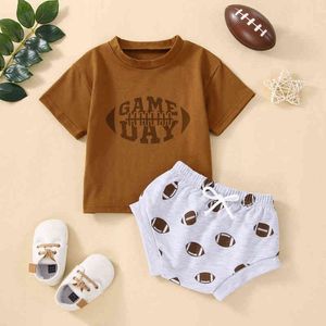 Citgeett Summer Baby Barge Boys Suit半袖レタープリントTシャツの弾性ウエストショーツ衣類セットJ220711