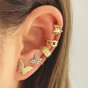 Clip-on & Screw Back Fake Without Piercing Cuff Earring Earcuff Butterfly Wrap No Women Crystal Clip Ear AdjustableClip-on Kirs22